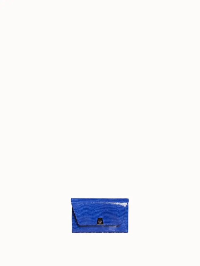 Anouk Envelope Bag With Shiny Lizard Finish Ocean Women Akris Clutches