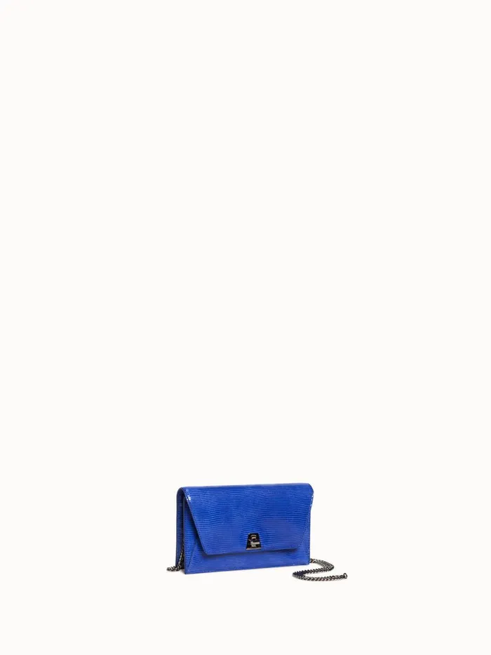 Anouk Envelope Bag With Shiny Lizard Finish Ocean Women Akris Clutches