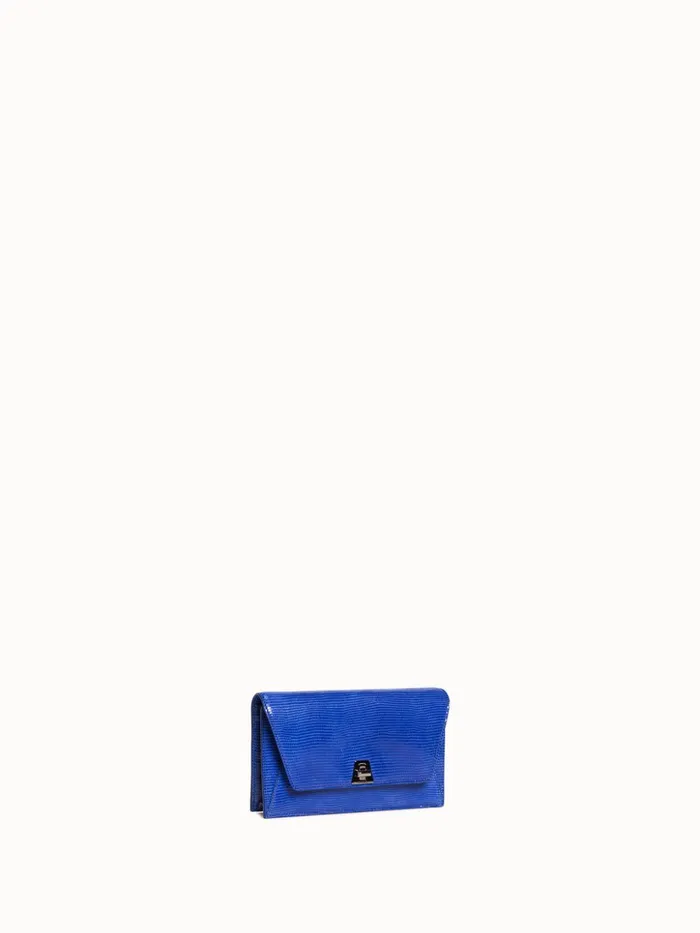 Anouk Envelope Bag With Shiny Lizard Finish Ocean Women Akris Clutches