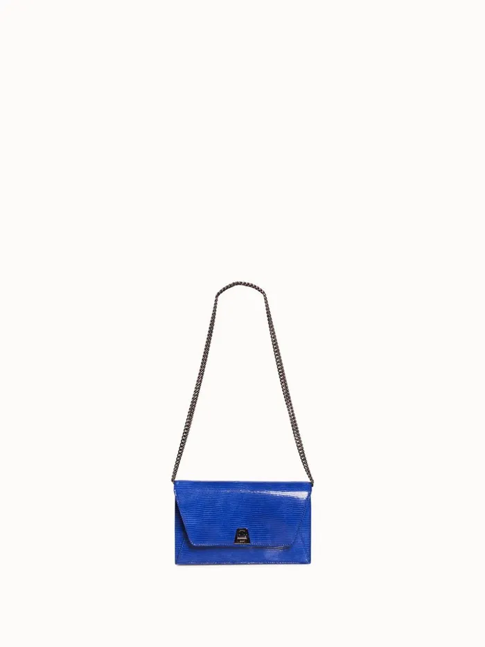 Anouk Envelope Bag With Shiny Lizard Finish Ocean Women Akris Clutches