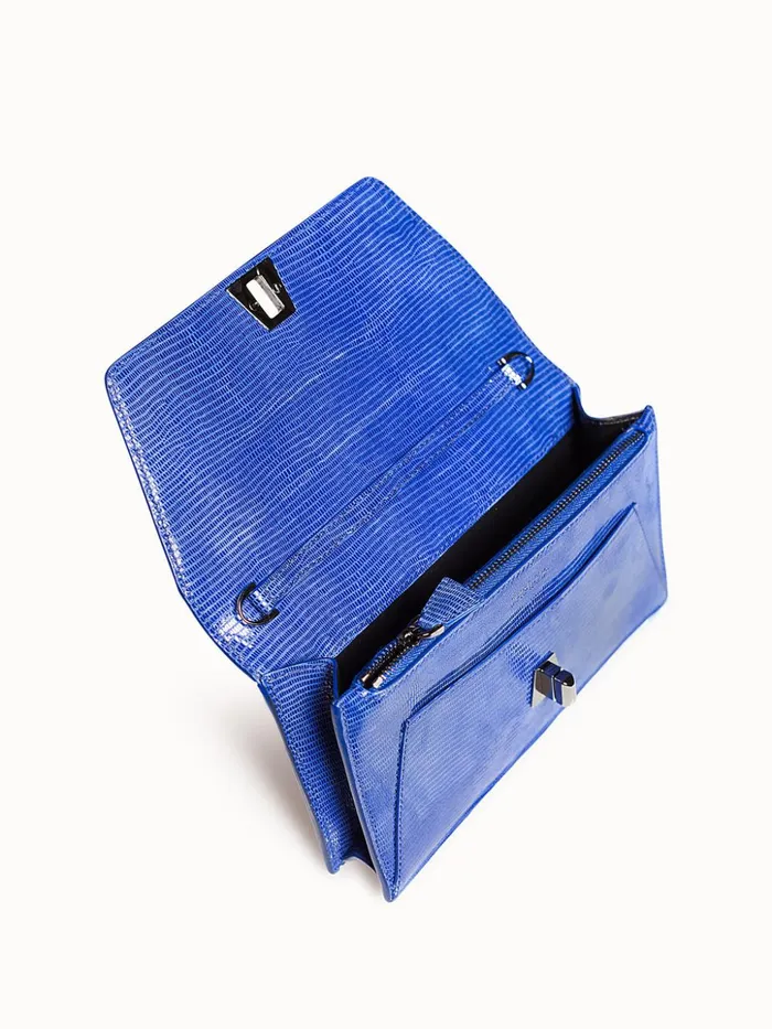 Anouk Envelope Bag With Shiny Lizard Finish Ocean Women Akris Clutches