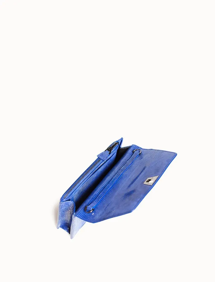 Anouk Envelope Bag With Shiny Lizard Finish Ocean Women Akris Clutches
