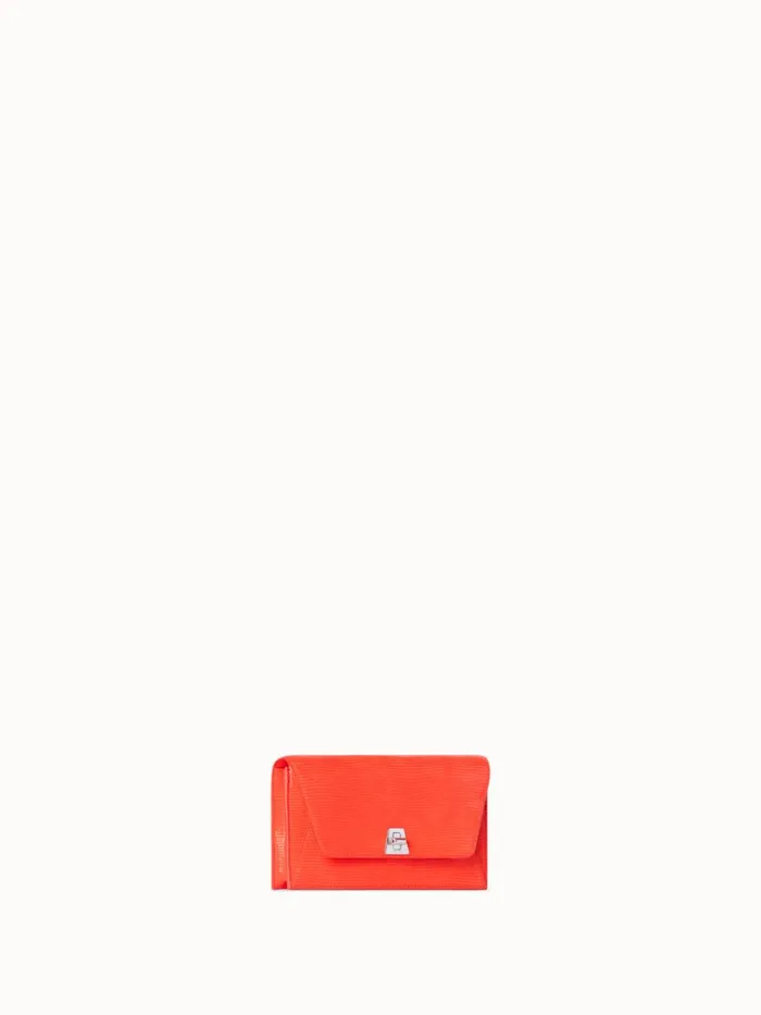 Anouk Envelope Bag With Shiny Lizard Finish Tangerine Women Akris Shoulder Bags