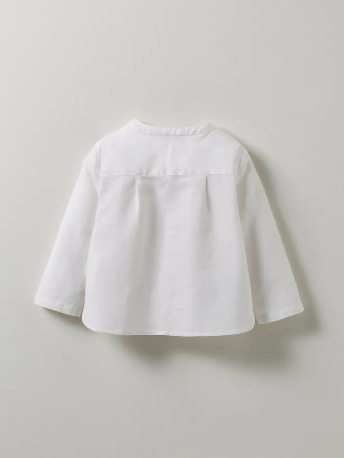 Baby Cyrillus Baby Boy Cotton And Linen Shirt Blanc Doux