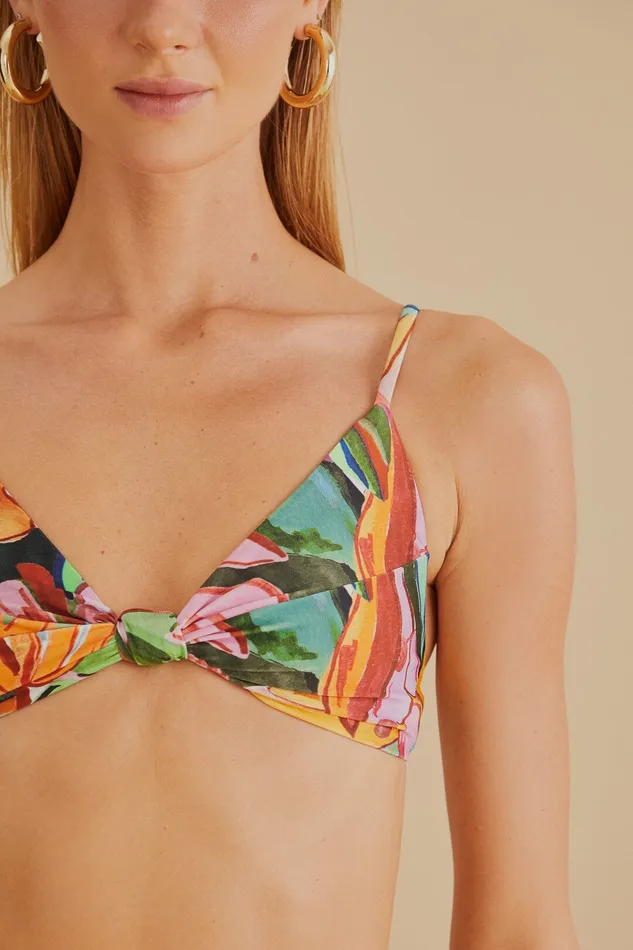 Banana Foliage Knot Bikini Top Women Farm Rio Crop Tops