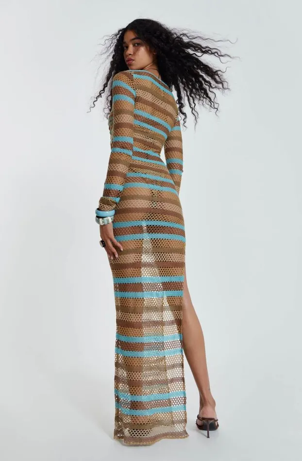Beach Dress Women Jaded London Allure Stripe Knitted Maxi Dress