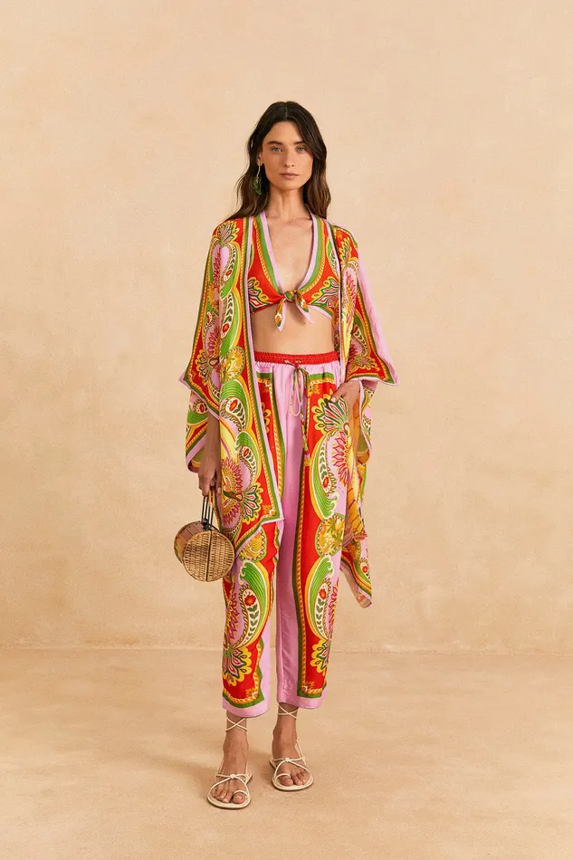 Beach Toucans Scarf Lenzing Ecovero Viscose Pants Women Farm Rio Pants