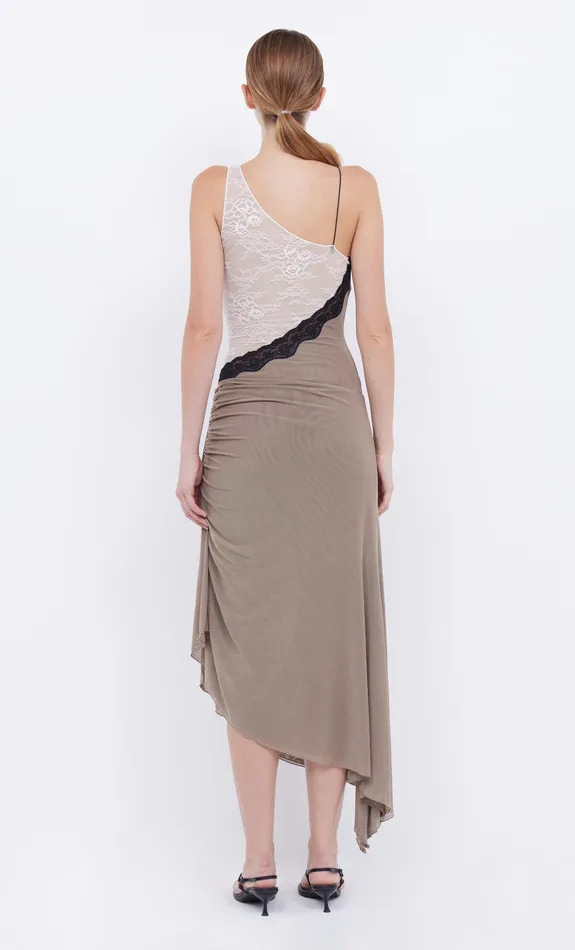 Bec Bridge Dresses ABRIELLE ASYM MIDI DRESS Taupeivory 8211 Women