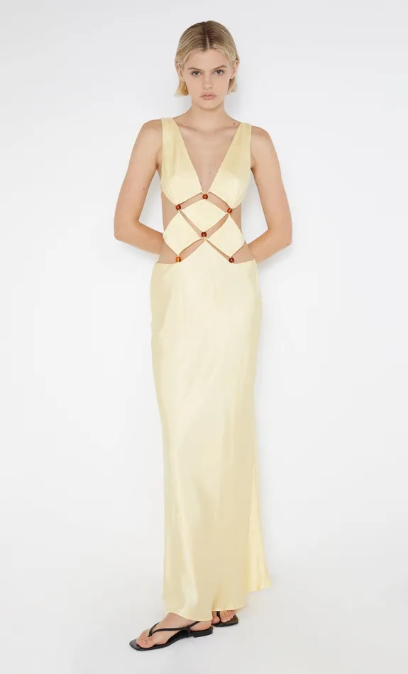 Bec Bridge Dresses AGATHE DIAMOND DRESS Butter Yellow 8211 Women