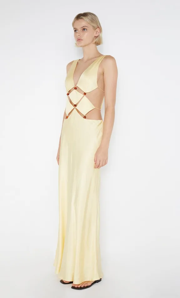 Bec Bridge Dresses AGATHE DIAMOND DRESS Butter Yellow 8211 Women