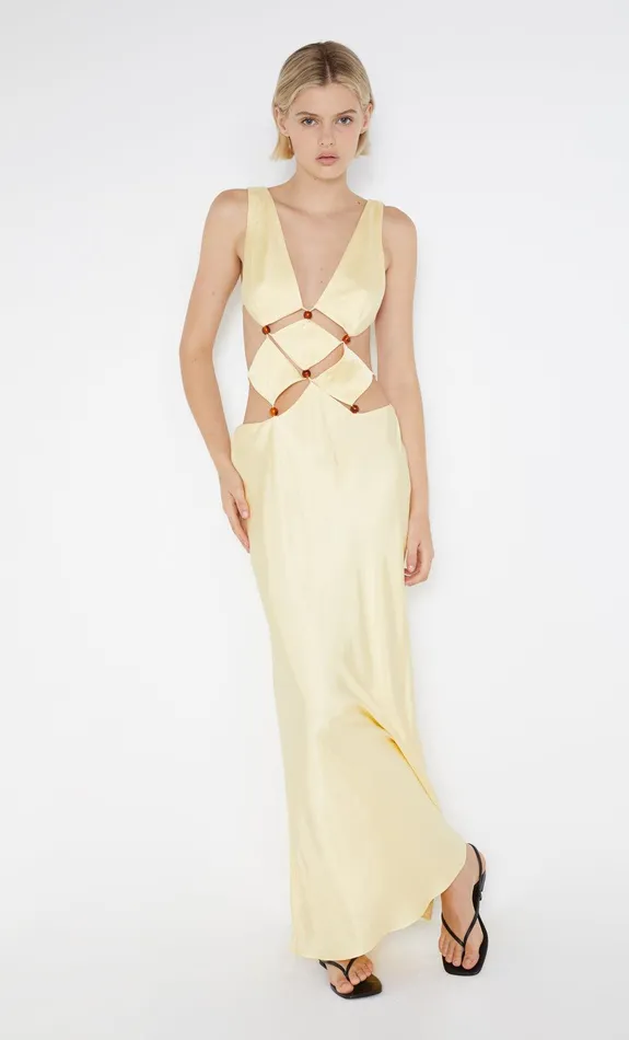 Bec Bridge Dresses AGATHE DIAMOND DRESS Butter Yellow 8211 Women