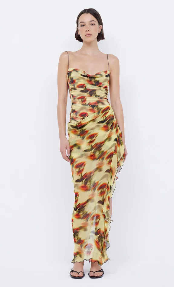 Bec Bridge Dresses FIORE ASYM MAXI DRESS Citrus Rose 8211 Women