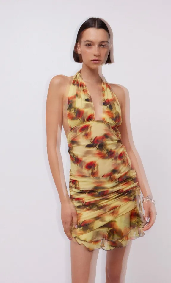 Bec Bridge Dresses FIORE HALTER MINI DRESS Citrus Rose 8211 Women