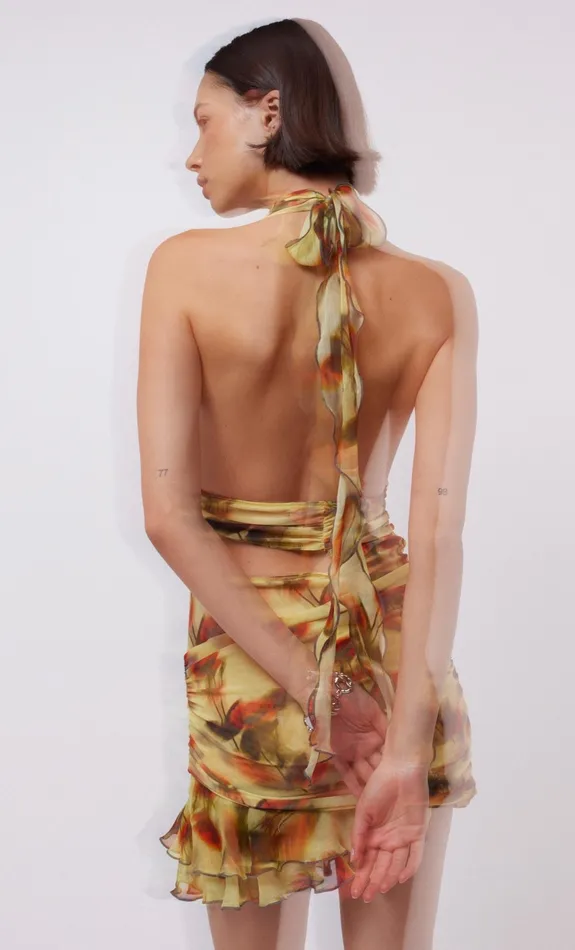 Bec Bridge Dresses FIORE HALTER MINI DRESS Citrus Rose 8211 Women
