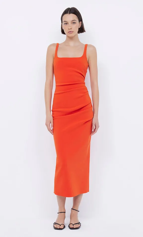 Bec Bridge Dresses KARINA TUCK MIDI DRESS Fire Red 8211 Women