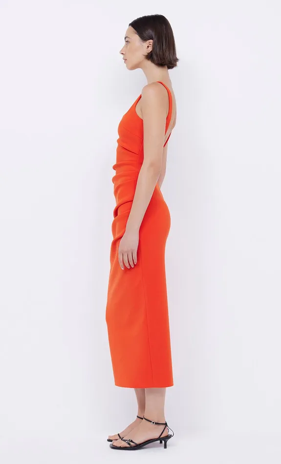 Bec Bridge Dresses KARINA TUCK MIDI DRESS Fire Red 8211 Women