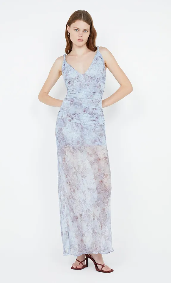 Bec Bridge Event Wear Dresses DANICA V NECK DRESS Chambray Rose 8211 Women