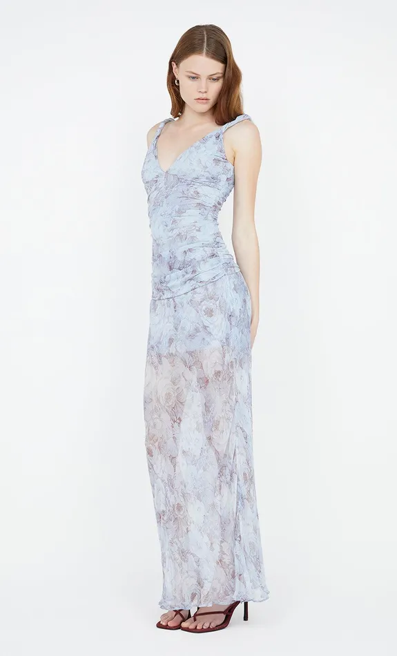 Bec Bridge Event Wear Dresses DANICA V NECK DRESS Chambray Rose 8211 Women