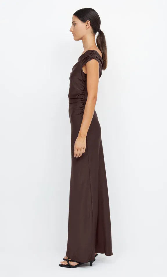 Bec Bridge Event Wear Dresses ETERNITY OFF SHOULDER MAXI Dark Chocolate 8211 Women