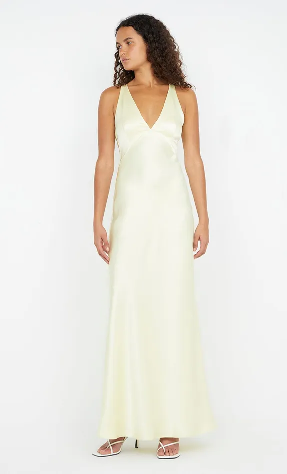 Bec Bridge Event Wear Dresses THE DREAMER V NECK DRESS Ice Yellow 8211 Women