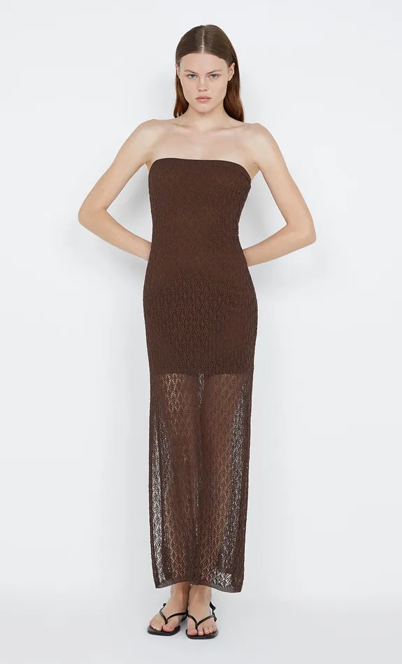 Bec Bridge Maxi Dresses AURORA STRAPLESS DRESS Choc 8211 Women