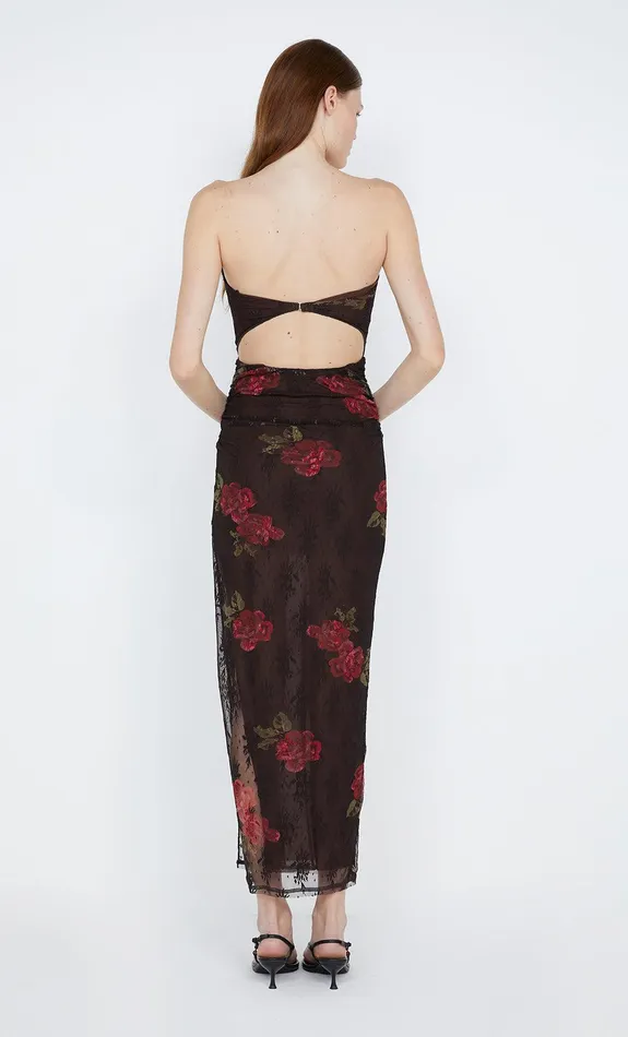 Bec Bridge Maxi Dresses DESERT ROSE STRAPLESS DRESS Choc Floral 8211 Women