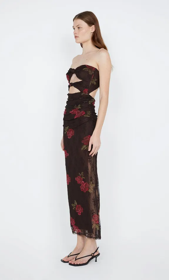 Bec Bridge Maxi Dresses DESERT ROSE STRAPLESS DRESS Choc Floral 8211 Women