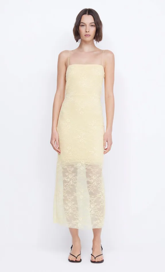 Bec Bridge Maxi Dresses JULIETTE COLUMN MIDI DRESS Butter Yellow 8211 Women