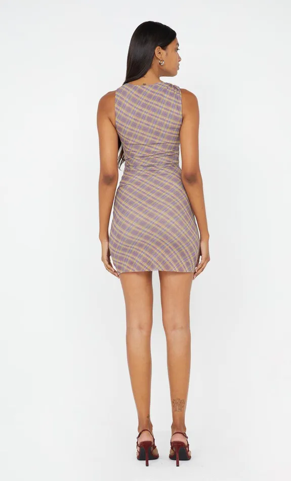 Bec Bridge Mini Dresses AURELIA ASYM MINI DRESS Violet Check 8211 Women