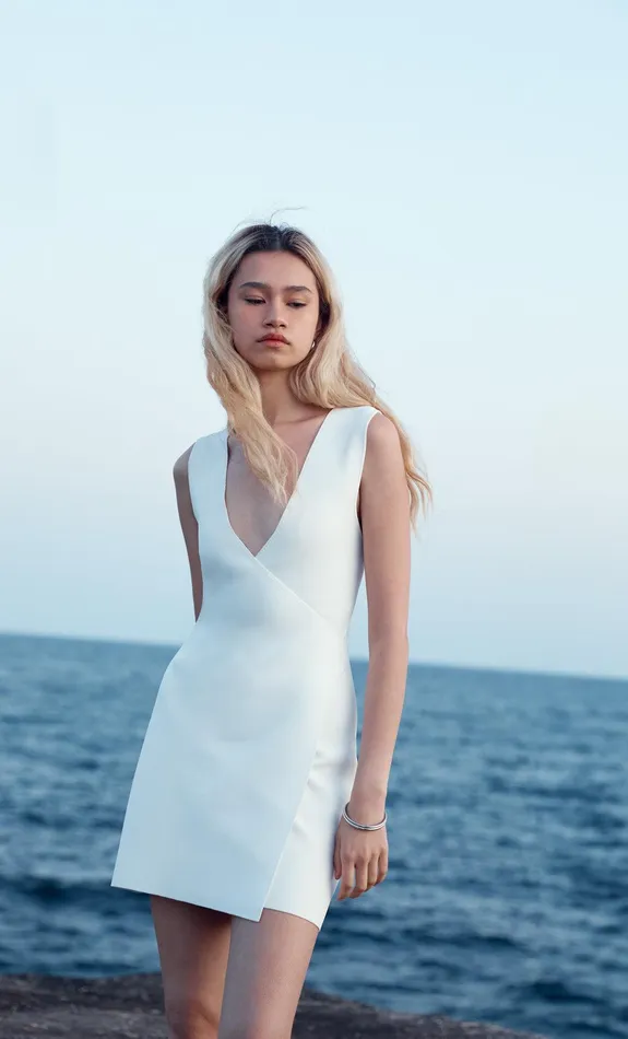 Bec Bridge Mini Dresses IRIE WRAP MINI DRESS Ivory 8211 Women