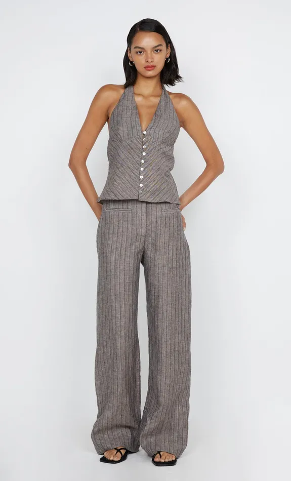 Bec Bridge Tops ZURI HALTER TOP Taupeivory Stripe 8211 Women