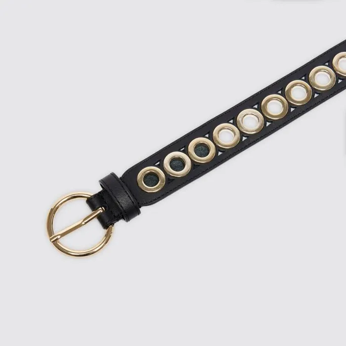Belts Women SANDRO Belt With Round Buckle And Eyelets Black