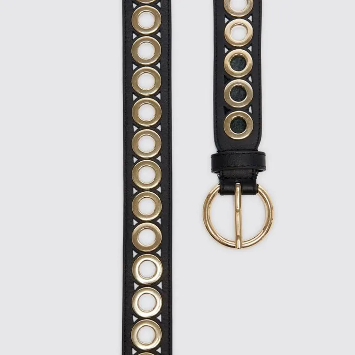 Belts Women SANDRO Belt With Round Buckle And Eyelets Black