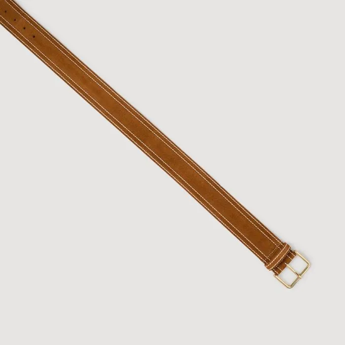 Belts Women SANDRO Wide Leather Belt Camel