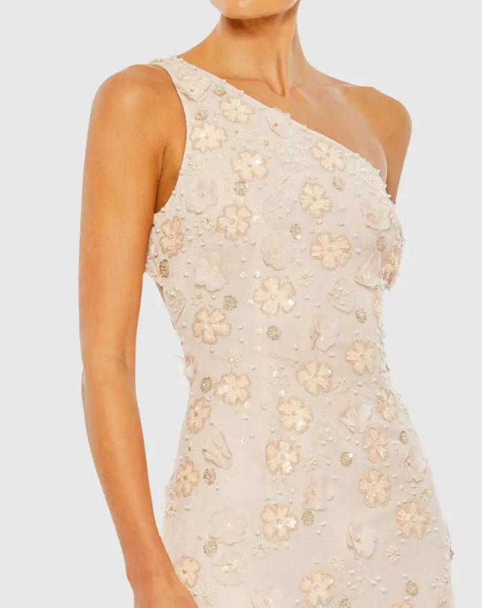 Best Sellers Mac Duggal Women Embellished One Shoulder Strappy Trumpet Gown Blush