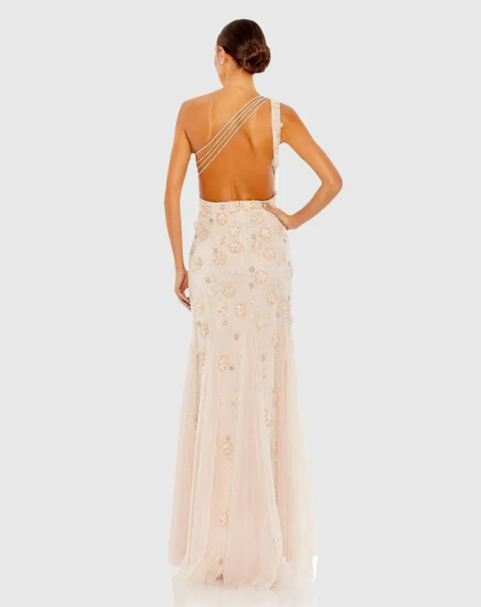 Best Sellers Mac Duggal Women Embellished One Shoulder Strappy Trumpet Gown Blush