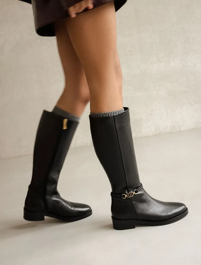 Bianca Passion Black Women Bobbies Knee High Boots