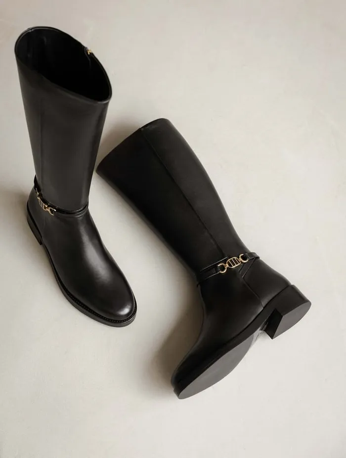Bianca Passion Black Women Bobbies Knee High Boots