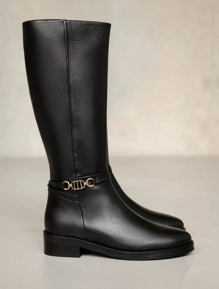 Bianca Passion Black Women Bobbies Knee High Boots