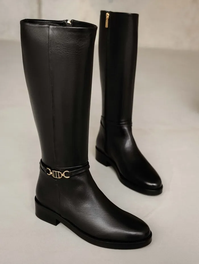 Bianca Passion Black Women Bobbies Knee High Boots