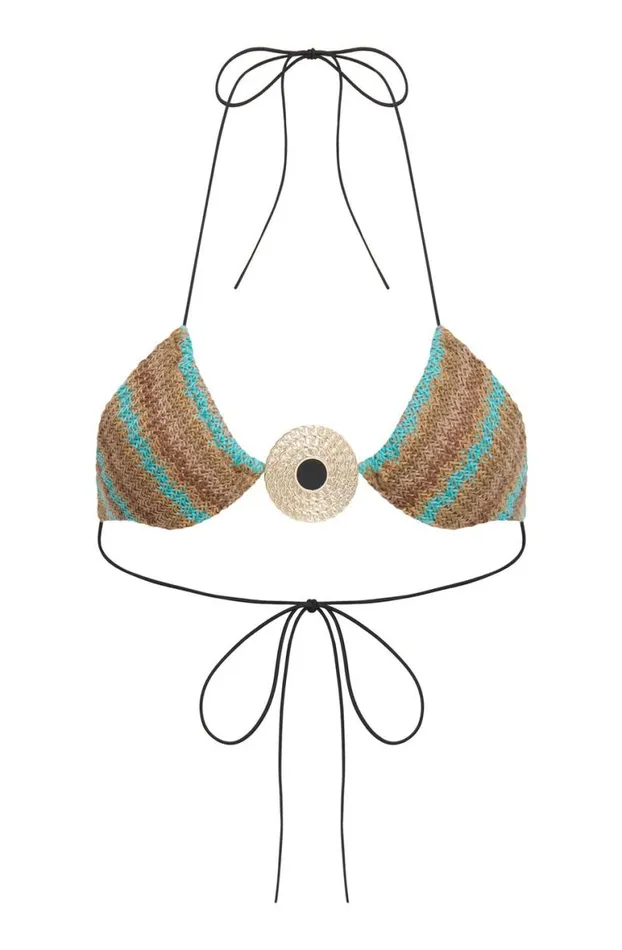 Bikini Tops Women Jaded London Allure Striped Knit Micro Triangle Bikini Top