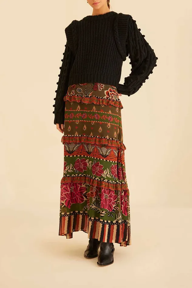 Black Braided Sweater Women Farm Rio Sweaters and Sweatshirts