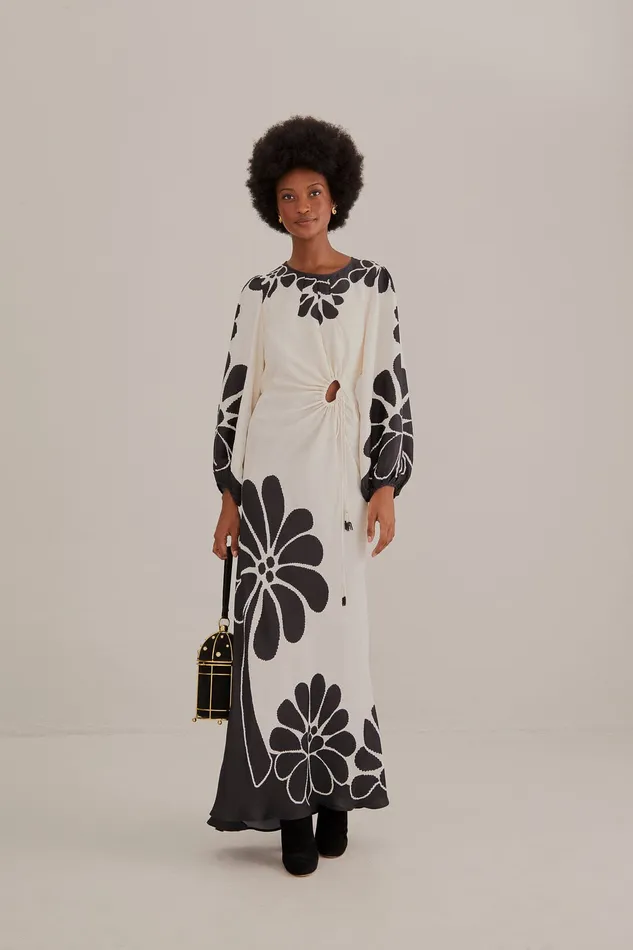 Black Palermo Cut Out Lenzing Ecovero Viscose Maxi Dress Women Farm Rio Maxi Dresses