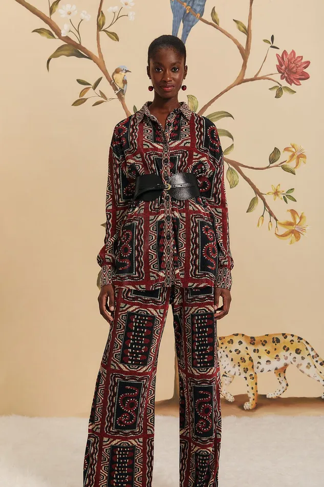 Black Snake Scarves Pleated Pants Women Farm Rio Pants
