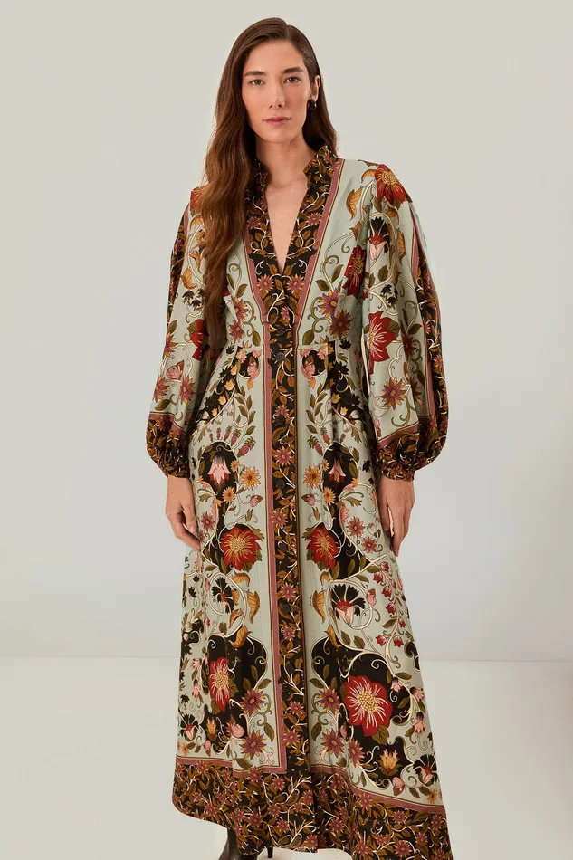 Blue Flowing Beauty Maxi Dress Women Farm Rio Maxi Dresses