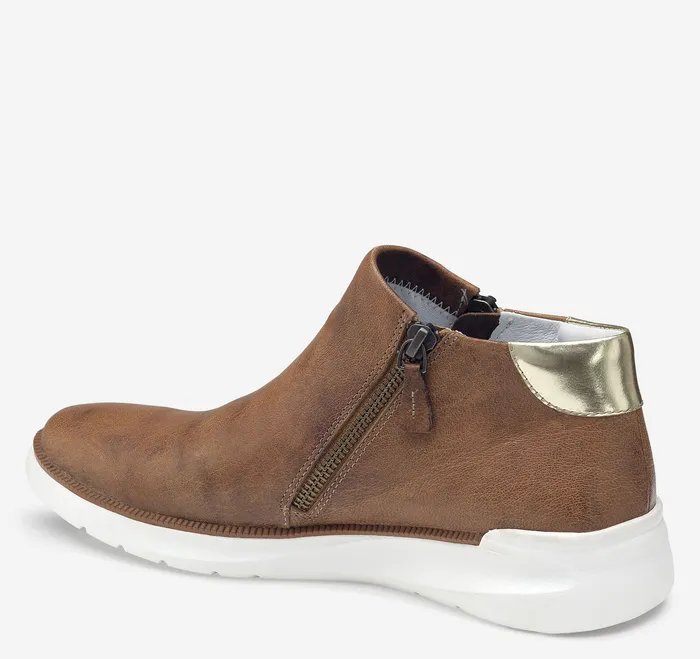 Boots and Booties Emery Zip Bootie Cognac Italian Washed Sheepskin Johnston and Murphy Women