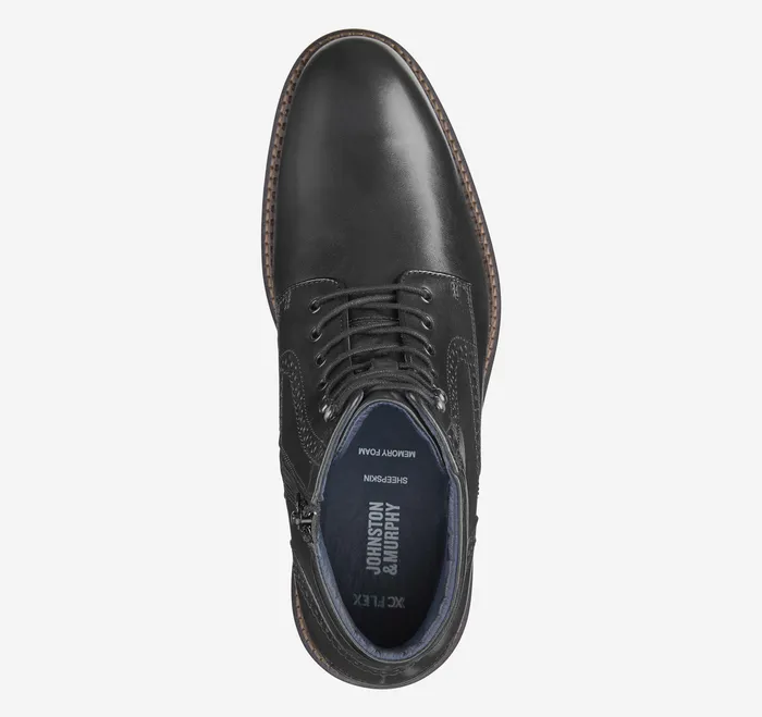 Boots Men Johnston and Murphy XC Flex Connelly Plain Toe Boot Black Full Grain