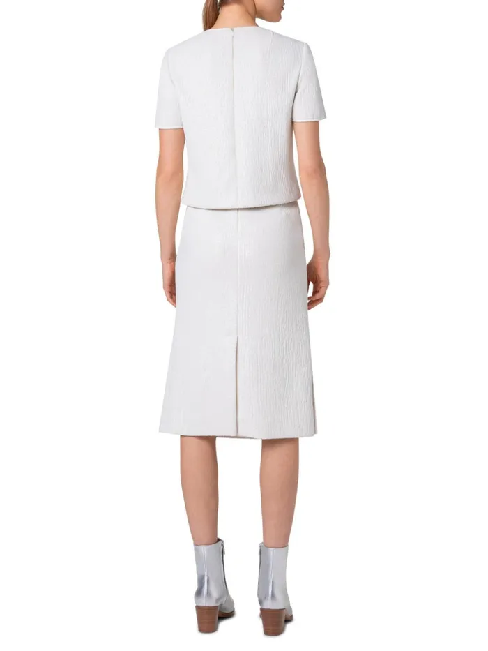 Boxy Sequined Silk Top With Short Sleeves Ecru Women Akris Blouses