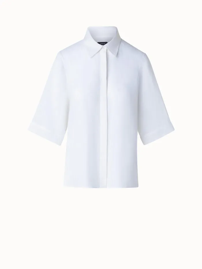Boxy Shirt Blouse In Linen Voile White Women Akris Blouses