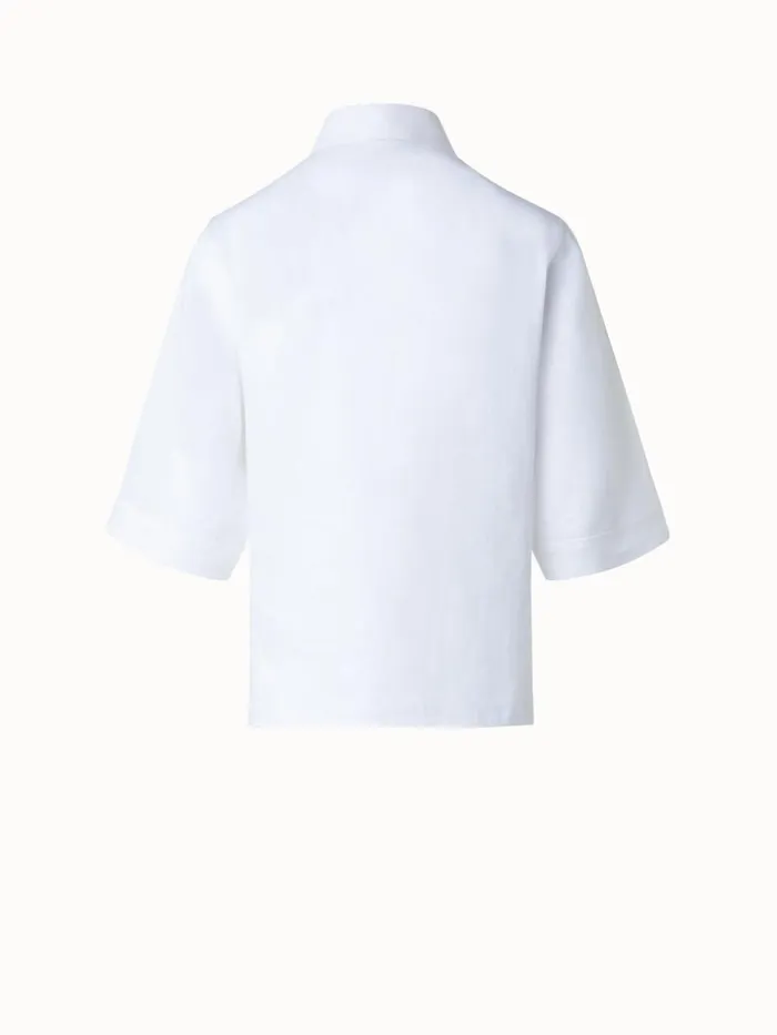 Boxy Shirt Blouse In Linen Voile White Women Akris Blouses